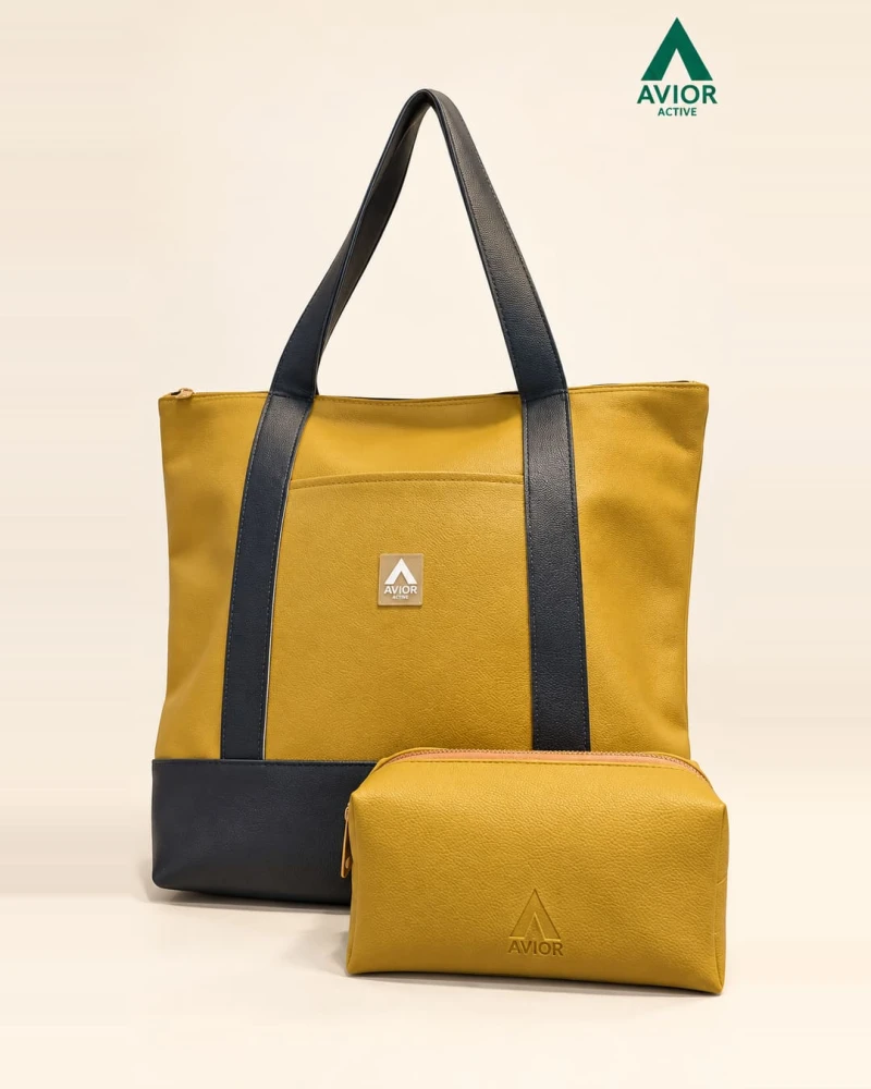 Avior Active Paket Bundling Singapore Leather Tote Bag x Toiletries Pouch