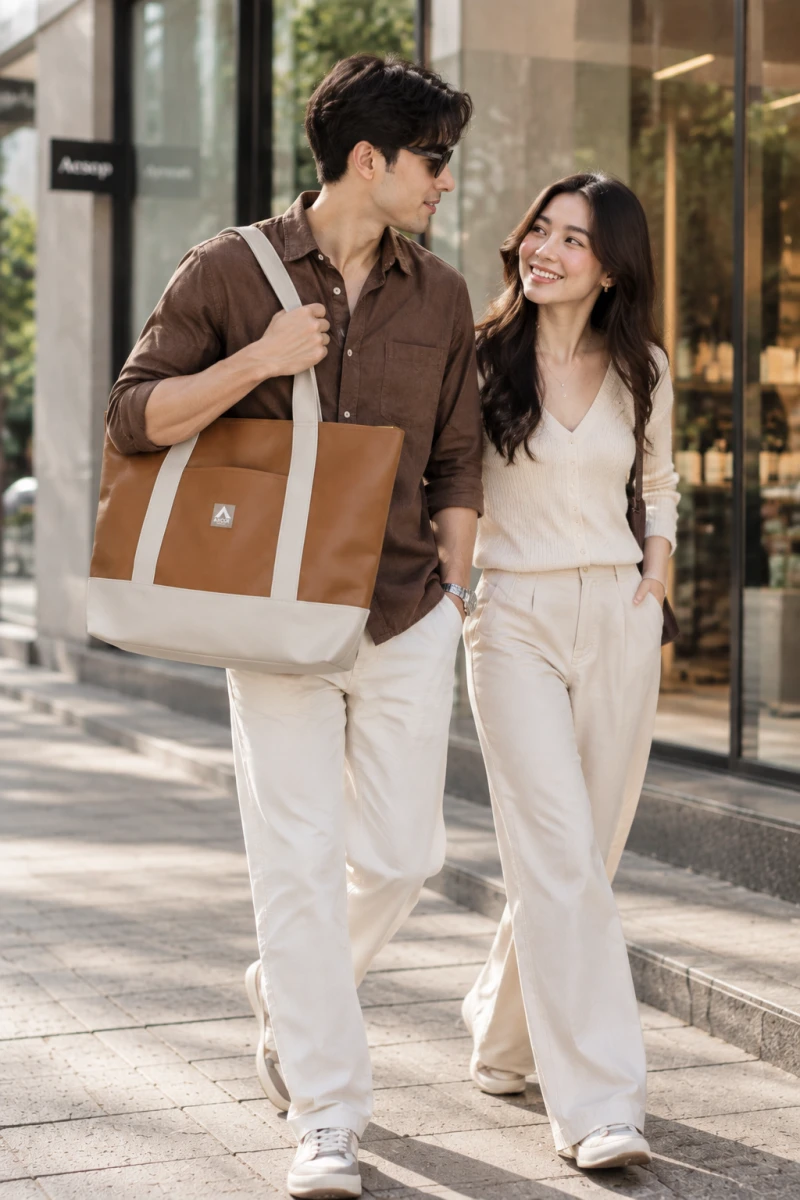 Avior Active Singapore Leather Brown Tote bag