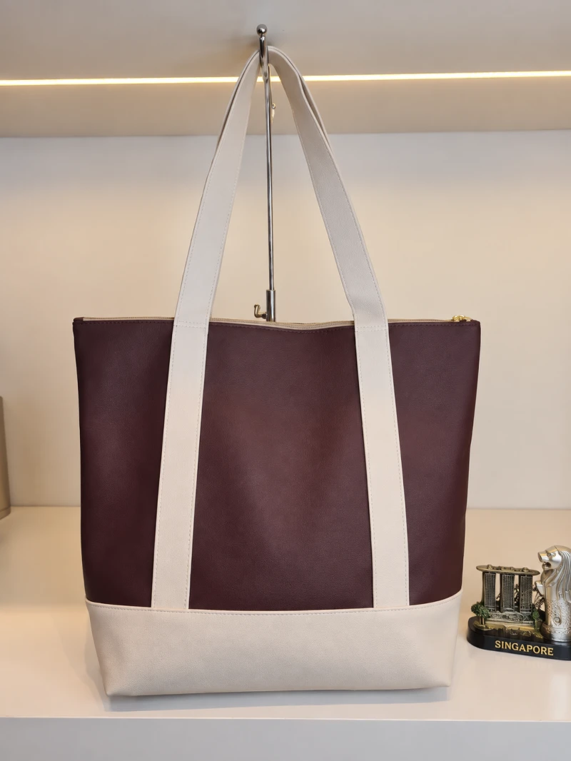 Avior Active Singapore Leather Dark Purple Tote Bag