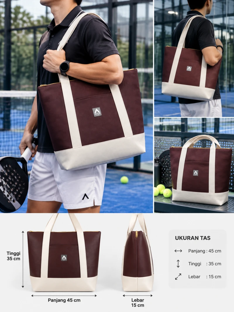 Avior Active Singapore Leather Dark Purple Tote Bag